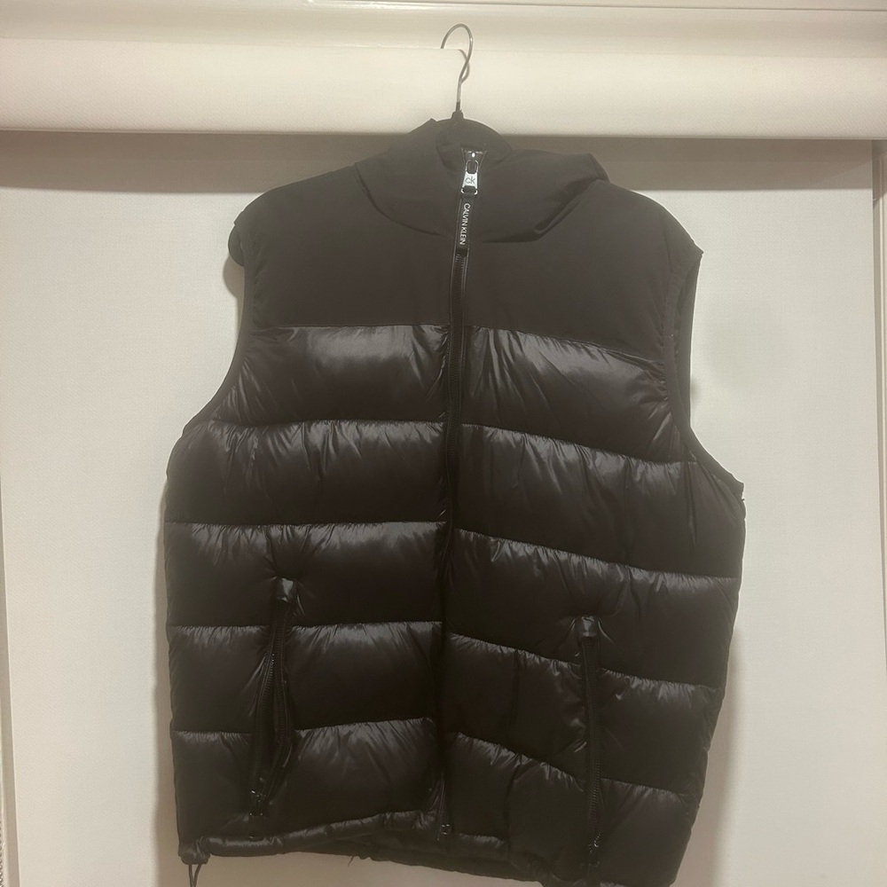 Men's Calvin Klein Black Quilted Puffer Vest with Hoodie